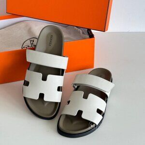 HERMES Leather Flat Slippers